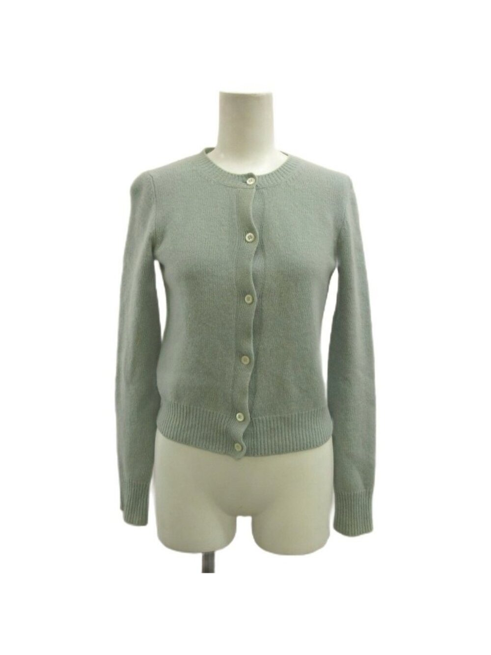 Prada Knit Cardigan Wool 38 Mint Green Round Neck Long Sleeve NP